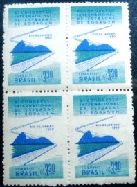 Quadra de selos postais de 1959 Estradas de Rodagem