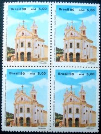 Quadra de selos postais do Brasil de 1990 Igreja Rosário