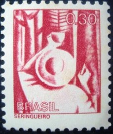 Selo postal do Brasil de 1979 Seringueiro
