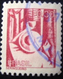 Selo postal do Brasil de 1979 Seringueiro - 585 U