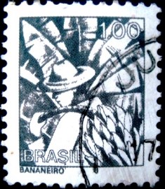 Selo postal do Brasil de 1979 Bananeiro U