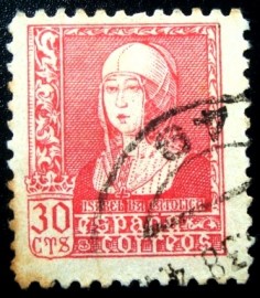 Selo postal da Espanha de 1938 Isabel the Catholic