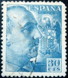Selo postal da Espanha de 1949 General Franco editor 40c