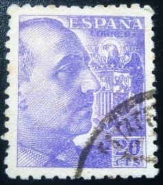 Selo postal da Espanha de 1940 General Franco 20c
