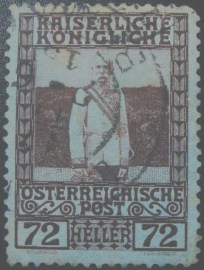 Selo postal da Áustria de 1913 Franz Joseph in marshal uniform 72