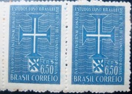 Par de selos postais de 1959 Colóquio Internacional