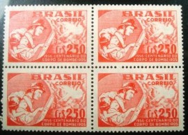 Quadra de selos postais de 1956 Corpo de Bombeiros