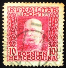 Selo postal da Áustria de 1915 Emperor Franz Josef 10