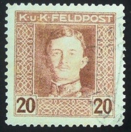 Selo postal da Áustria de 1917 Emperor Karl I 20
