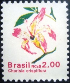Selo postal do Brasil de 1989 Paineira chorisia