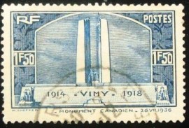 Selo postal da França de 1936 Canadian Vimy Monument