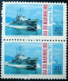 Par de selos postais do Brasil de 1971 Dia do Marinheiro