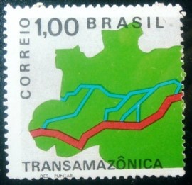 Selo postal do Brasil de 1971 Transamazônica