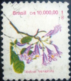 Selo postal do Brasil de 1992 Ipê roxo