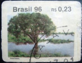 Selo postal regular emitido no Brasil em 1996 721 U