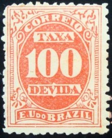 Selo do Brasil de 1893 Taxa Devida Novo Modelo 100