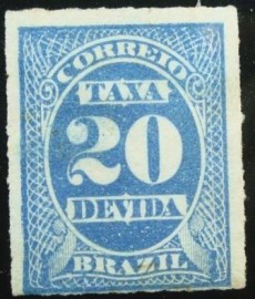 Selo postal do Brasil de 1890 Tipo Cifra ABN Coloridos 20 - X 11 N
