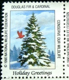 Selo cinderela de 1990 Douglas Fir & Cardinal