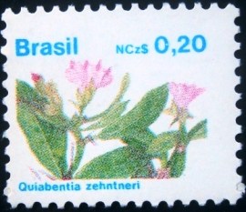 Selo postal do Brasil de 1989 Quiabentia M