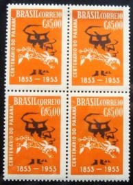 Quadra de selos postais do Brasil de 1953 Centenário do Paraná