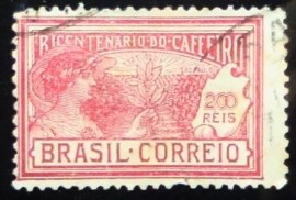 Selo postal do Brasil de 1928 Plantio de Café 200 - C22U