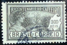 Selo postal do Brasil de 1928 Plantio do Café no Brasil 300