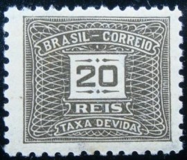 Selo postal do Brasil de 1925 Taxa Devida 20 Réis