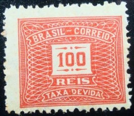 Selo postal do Brasil de 1926 taxa devida 100