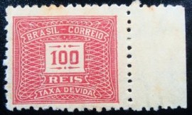 Selo postal do Brasil de 1940 Taxa Devida 100