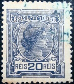 Selo postal do Brasil de 1918 Alegoria da República 20