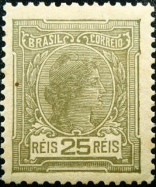 Selo postal do Brasil de 1919 Alegoria República 25