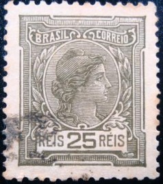 Selo postal do Brasil de 1919 Alegoria da República 25