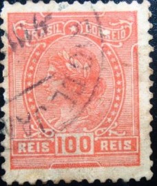 Selo postal do Brasil de 1918 Alegoria República 100