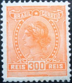 Selo postal do Brasil de 1918 Alegoria República 300