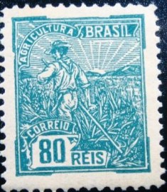 Selo postal do Brasil de 1922 Agricultura 80 N