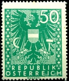 Selo postal da Áustria de 1945 New National Arms 50