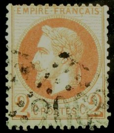 Selo postal da França de 1862 Emperor Napoléon III 2c