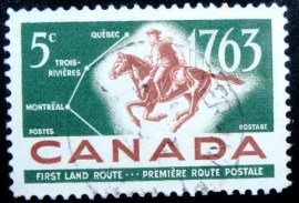 Selo postal do Canadá de 1963 Horseman and map