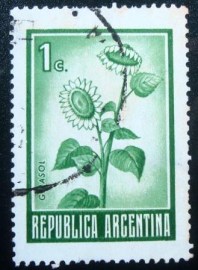 Selo postal da Argentina de 1971 - Sunflower 1c
