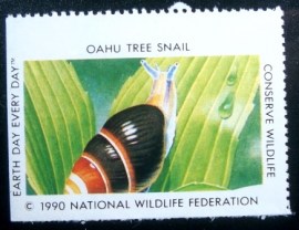Selo National Wildlife Federation de 1990 Oahu Tree Snail