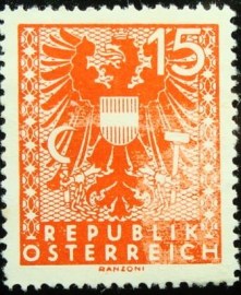 Selo postal da Áustria de 1945 New National Arms 15