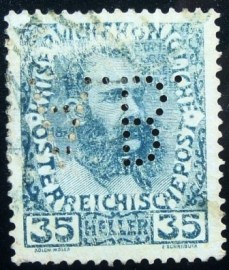 Selo postal da Áustria de 1913 Emperor Franz Joseph 35
