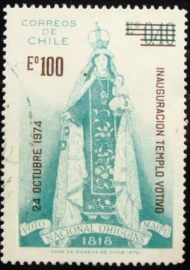 Selo postal do Chile de 1974 Virgen del Carmen Surcharged