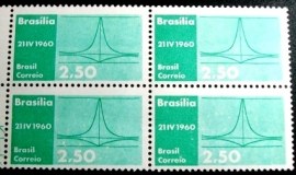 Quadra de selos postais do Brasil de 1960 Alvorada