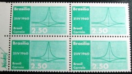 Quadra de selos postais do Brasil de 1960 Alvorada