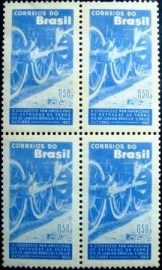 Quadra de selos postais do Brasil de 1960 Estradas de Ferro