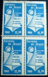 Quadra de selos postais do Brasil de 1960 Mundiais de Vôlei - 454n