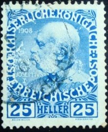 Selo postal da Áustria de 1913 Emperor Franz Joseph 25