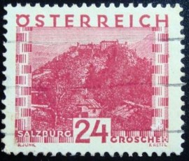 Selo postal da Áustria de 1929 Hohensalzburg Fortress