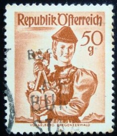 Selo postal da Áustria de 1949 Vorarlberg x